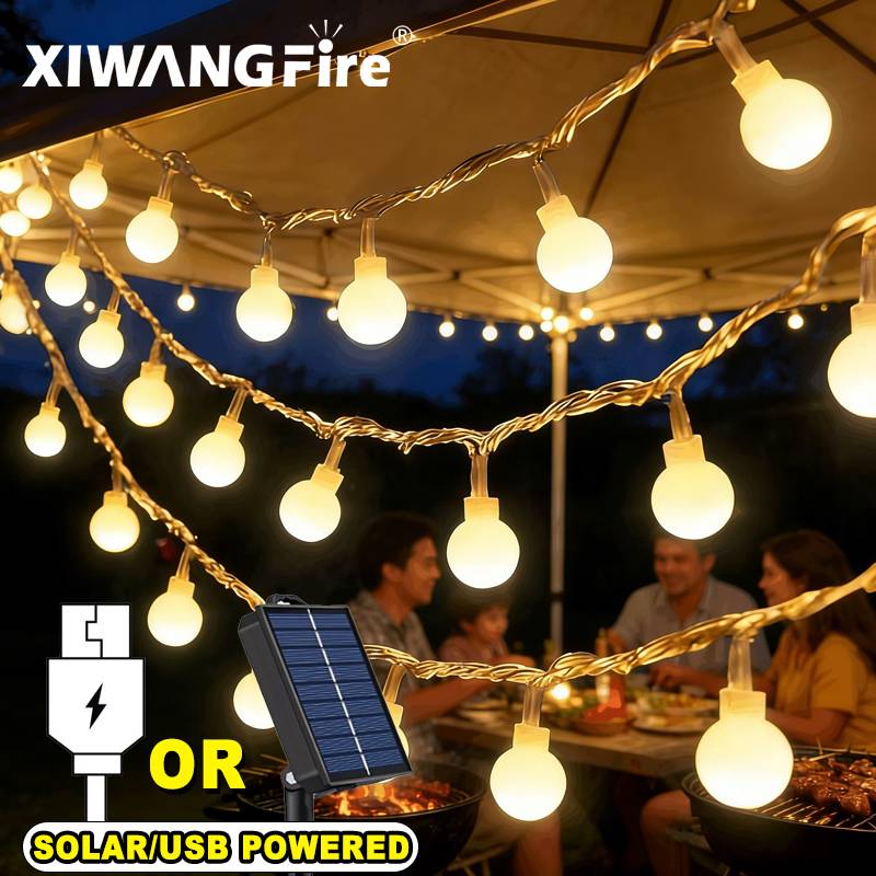Outdoor Lighting Unit - ไฟประดับโซลาร์เซลล์/USB/แบตเตอรี่ 3-10 เมตร, ไฟ LED ลูกบอลทรงกลม,