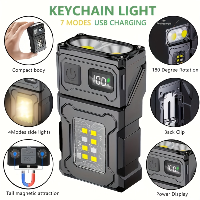 Outdoor Lighting Junction Box - ไฟฉายพกพา LED แบบชาร์จไฟได้ขนาดเล็ก ไฟฉาย COB ด้านข้างแบบพกพาพร้อมคลิปหนีบ