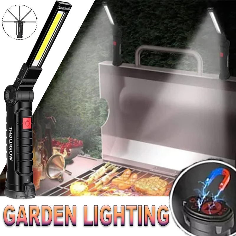 Outdoor Lighting Unit - ไฟฉาย LED แบบพกพาพร้อมตะขอแม่เหล็กกลางแจ้งทํางานซ่อม Type-C โคมไฟแบบชาร์จไฟได้โคมไฟสําหรับ Camping