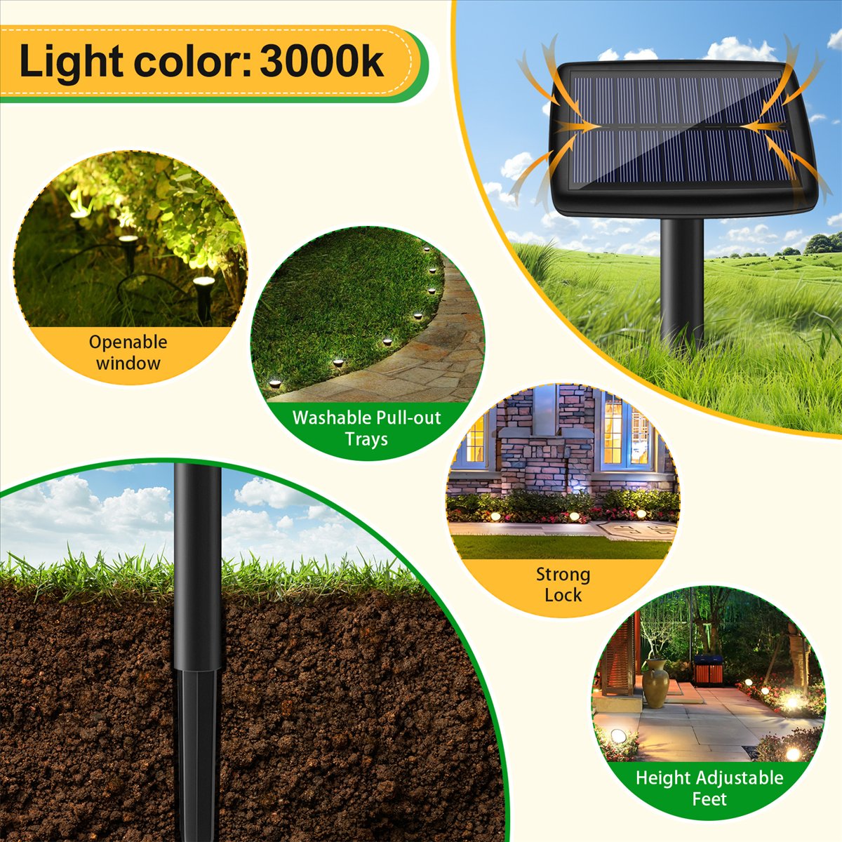 Solar Path Light - Y17A ไฟโซลาร์เซลล์ 10 in 1 สำหรับใช้งานกลางแจ้ง