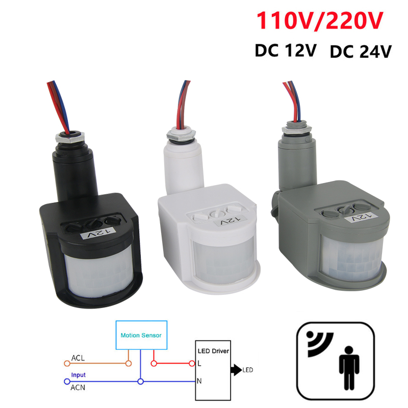 Outdoor Lighting Timer Switch - เครื่องตรวจจับการเคลื่อนไหว PIR เซ็นเซอร์ตรวจจับการเคลื่อนไหว12V 220V/110V เครื่องจับเวลาติดผนังอินฟราเรดอัตโนมัติใช้กลางแจ้ง24V เซ็นเซอร์ตรวจจับการเคลื่อนไหว