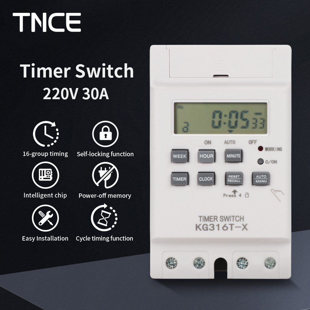 Outdoor Lighting Timer Switch - สวิตช์ควบคุมเวลา TNCE 30A 220V สำหรับไฟถนน ป้ายโฆษณา