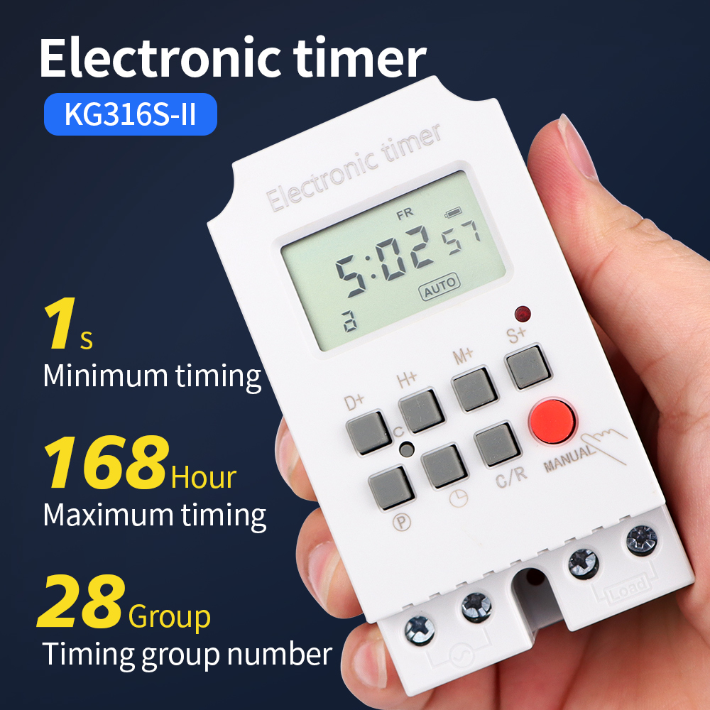 Outdoor Lighting Timer Switch - สวิตช์นาฬิกาดิจิตอล25A KG316S 220VAC รีเลย์อัตโนมัติแบบตั้งโปรแกรมได้ในสัปดาห์/วัน/นาที/วินาทีควบคุมเวลา168ชั่วโมง