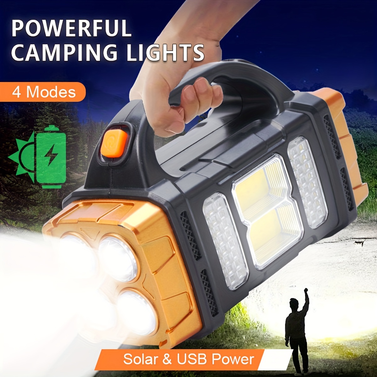 Outdoor Lighting Junction Box - อัพเกรดใหม่ ไฟฉาย LED พลังงานแสงอาทิตย์แบบชาร์จไฟได้ กำลังสูง พร้อมพาวเวอร์แบงค์