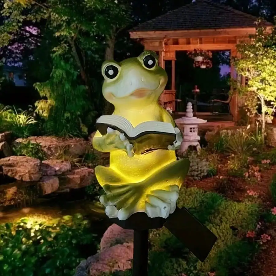Solar Path Light - ไฟโซลาร์เซลล์รูปกบสุดน่ารัก ไฟ LED สำหรับทางเดิน ตกแต่งสวนหลังบ้านยามค่ำคืน โคมไฟกลางแจ้งกันน้ำ