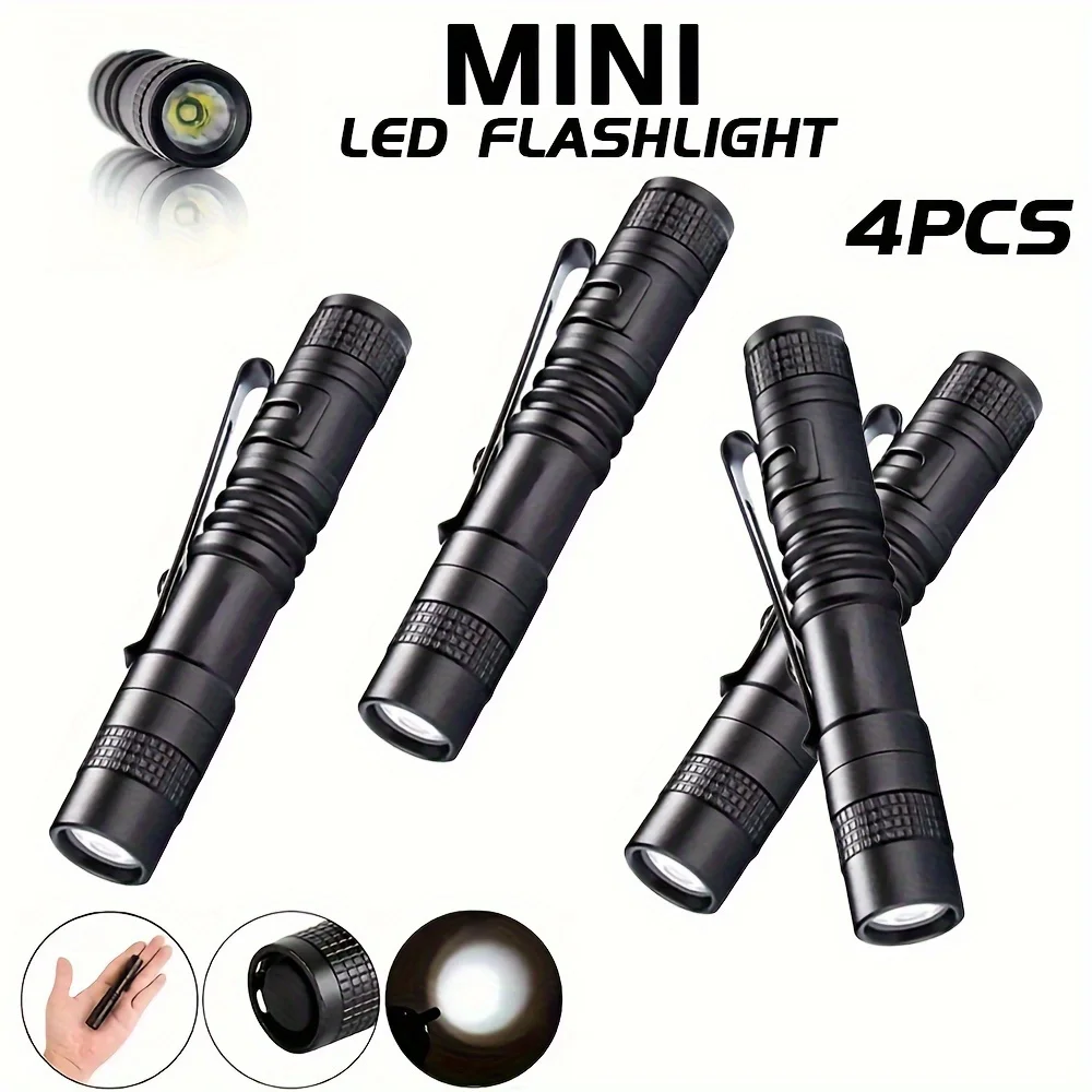 Outdoor Lighting Unit - 1-4PCS มินิแบบพกพาไฟ LED ปากกาพ็อกเก็ตอัลตร้าไบรท์ ฮายลูเมนไฟฉายมือถือไฟฉายสำหรับตั้งแคมป์กลางแจ้งฉุกเฉิน