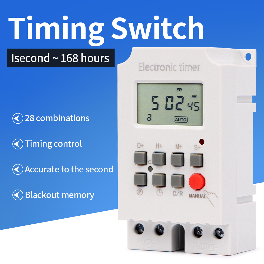 Outdoor Lighting Timer Switch - สวิตช์บอกเวลาแบบดิจิทัล7วันรายสัปดาห์อัตโนมัติเครื่องตั้งเวลารีเลย์ช่วงเวลา1วินาทีโหลดสูง220V 25/30A หน่วยความจำไฟฟ้าดับ