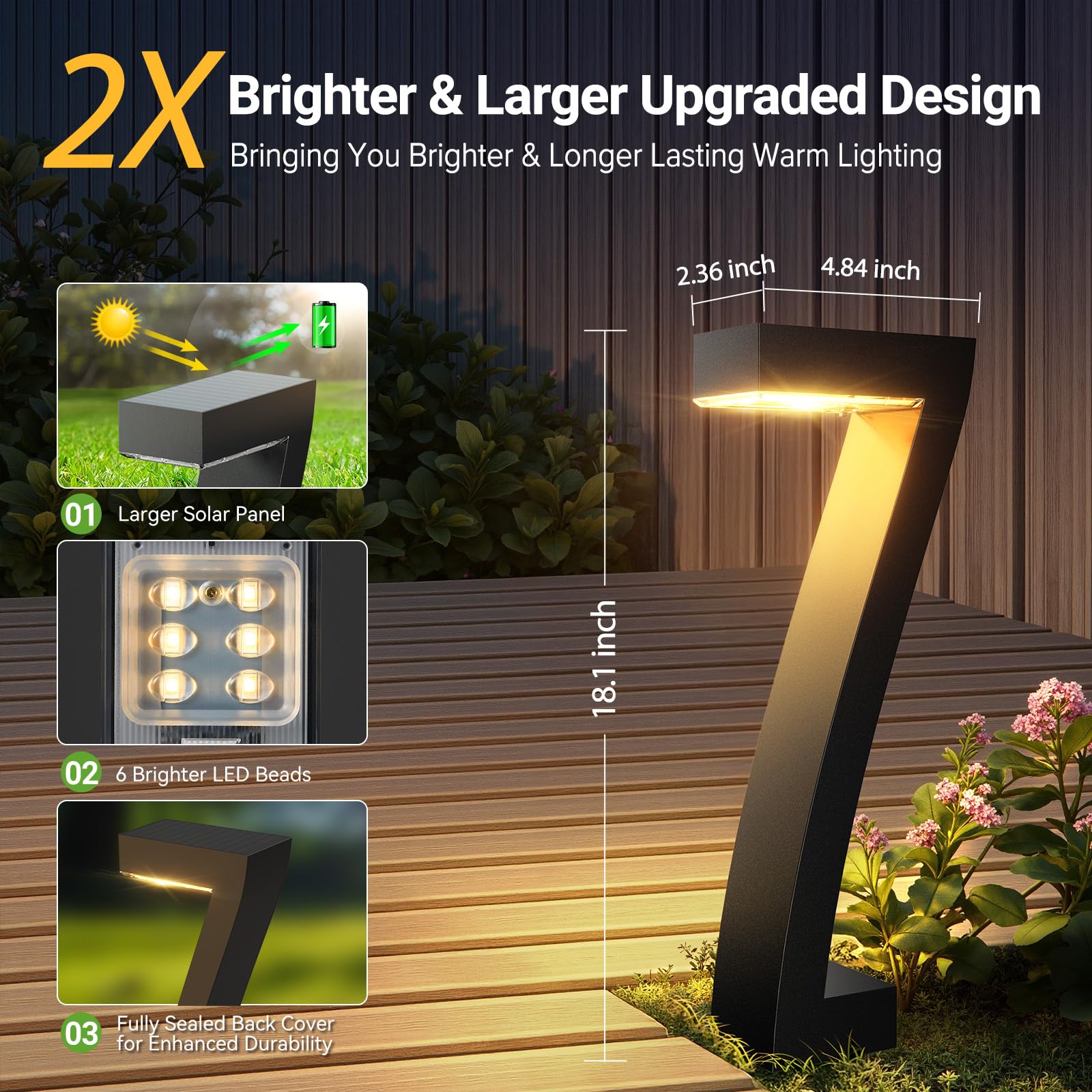 ไฟ LED พลังงานแสงอาทิตย์แบบอัพ - Outdoor Lighting Driveway บทวิจารณ์และราคา