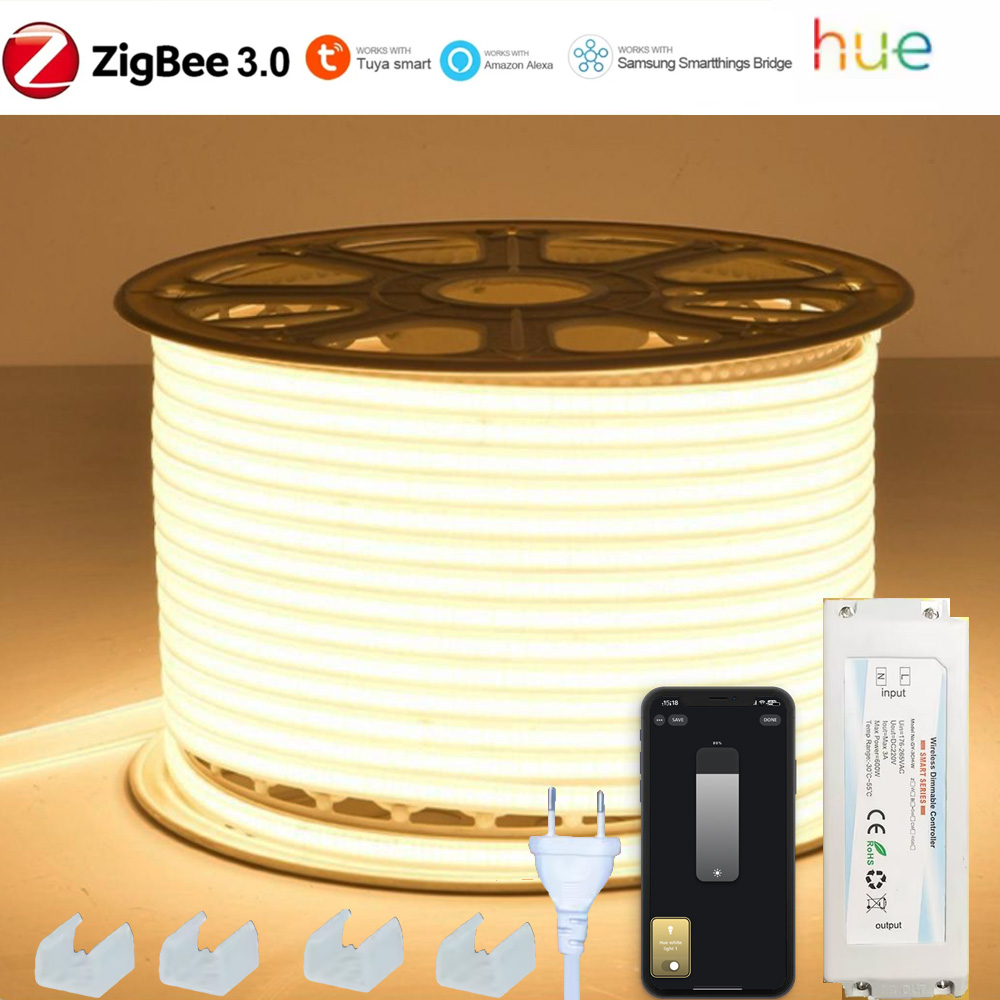 EU 220V ZIGBEE 3.0 COB ไฟแถบ L - Outdoor Lighting Zigbee บทวิจารณ์และราคา