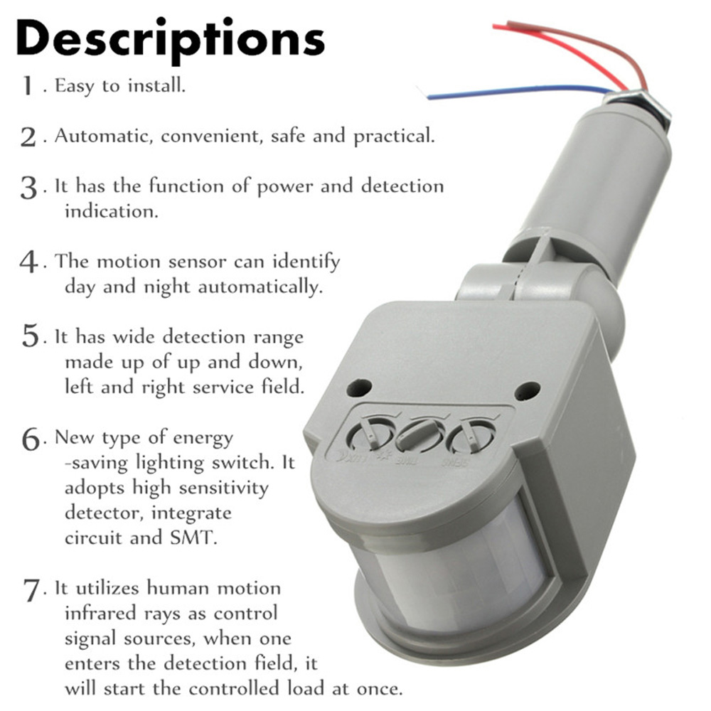 Motion Sensor 220V 12V Motion  - Outdoor Lighting Timer Switch บทวิจารณ์และราคา