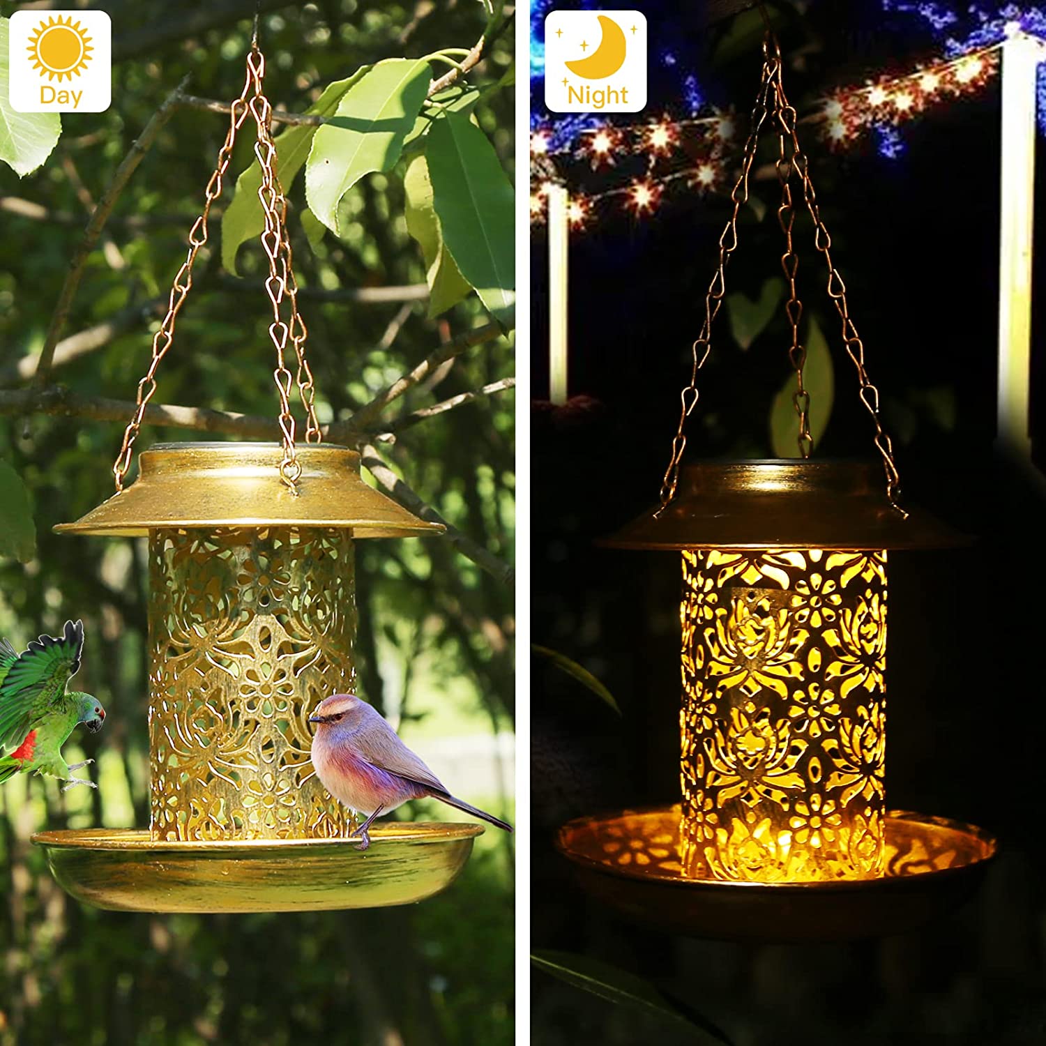 Solar Bird Feeder โลหะกลางแจ้ง - Outdoor Lighting Ideas For Backyard บทวิจารณ์และราคา