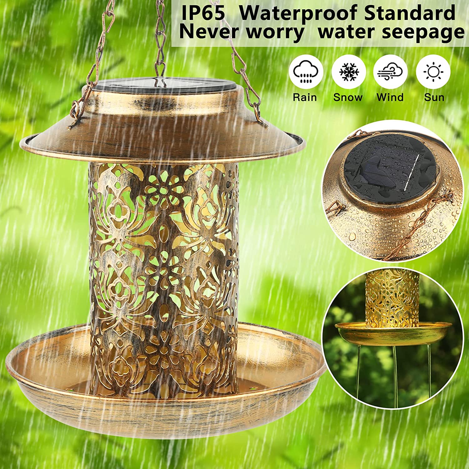 Solar Bird Feeder โลหะกลางแจ้ง - Outdoor Lighting Ideas For Backyard บทวิจารณ์และราคา