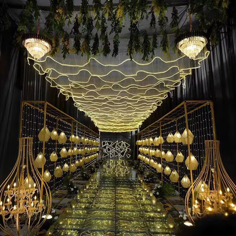 ตกแต่งเพดานงานแต่งงาน ผ้าม่านผ - Lighting Wedding Outdoor บทวิจารณ์และราคา