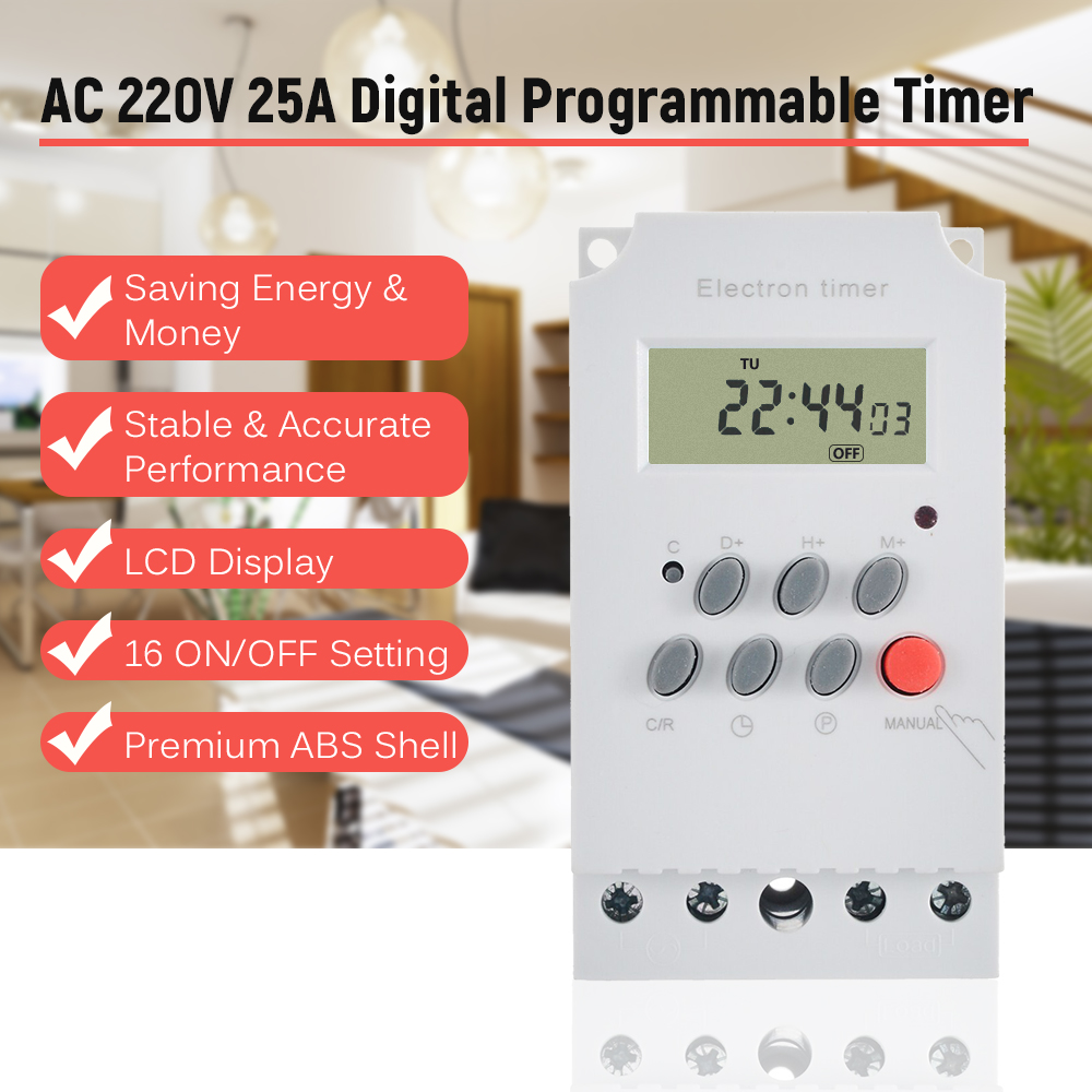 AC 220V 25A Digital Programmab - Outdoor Lighting Timer Switch บทวิจารณ์และราคา