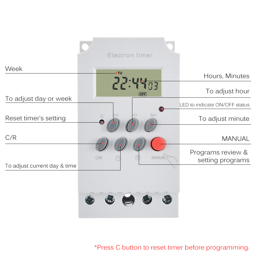 AC 220V 25A Digital Programmab - Outdoor Lighting Timer Switch บทวิจารณ์และราคา