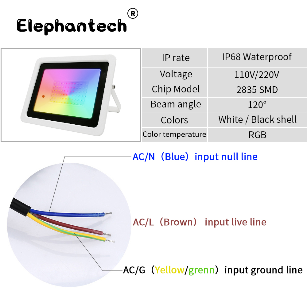LED RGB น้ําท่วม 20W 30W 50W 1 - Outdoor Lighting Zigbee บทวิจารณ์และราคา