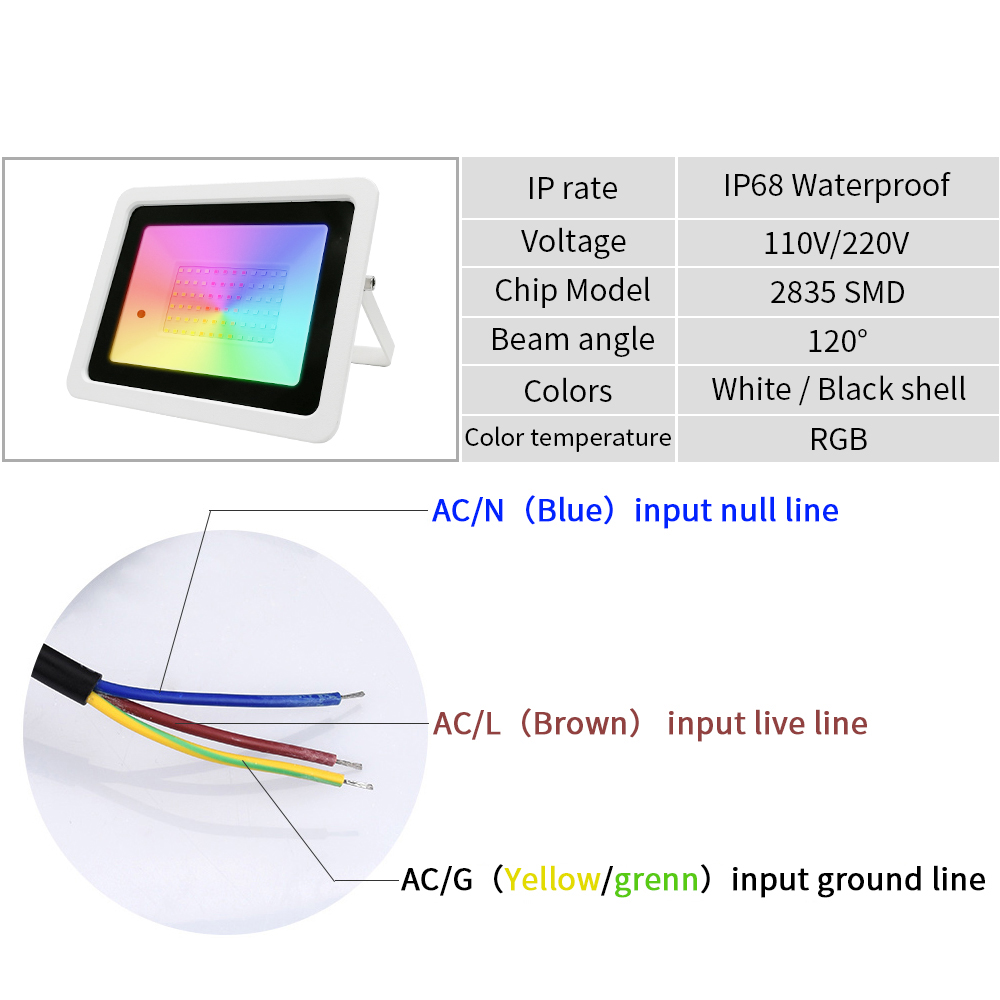 LED RGB น้ําท่วม 20W 30W 50W 1 - Outdoor Lighting Zigbee บทวิจารณ์และราคา